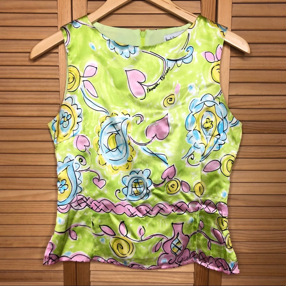 Green Pink Silk Pamela Ferrari Tank 4